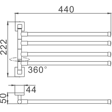 полотенцедержатель haiba hb8614 поворотный, цвет хром