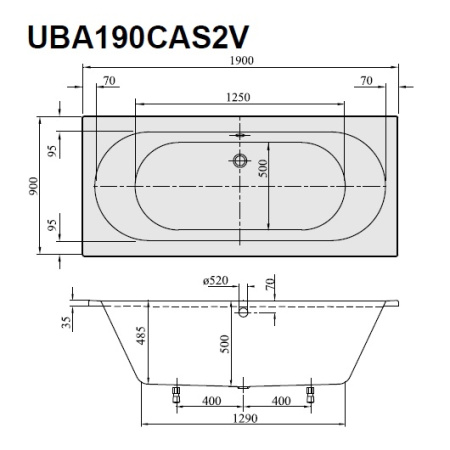 акриловая ванна villeroy & boch o.novo uba190cas2v-01 duo 190х90 см