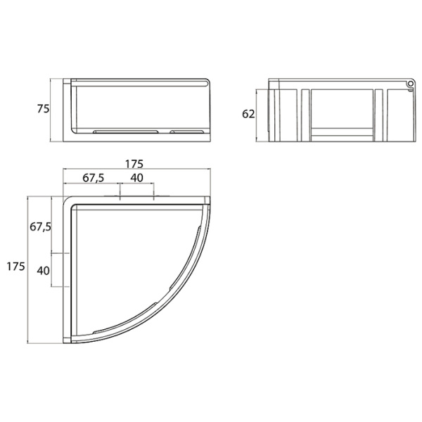 Emco Emco Round Полочка с бортиком 17.5х17.5см., угловая, подвесная, цвет: хром/белый