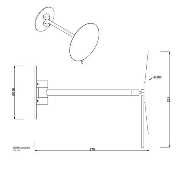 Косметическое зеркало Decor Walther Round SPT 72 0122850 настенное, без подсветки, увел. 5x, 22.4 см, матовый белый