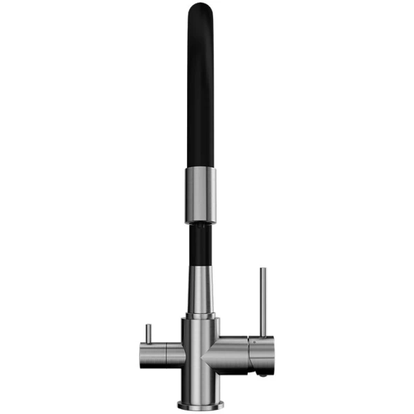 смеситель elghansa kitchen pure water 56f5216-steel для кухни, с гибким изливом, с подключением к фильтру, нержавеющая сталь