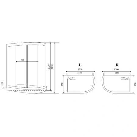 душевая кабина timo standart t-1102 l
