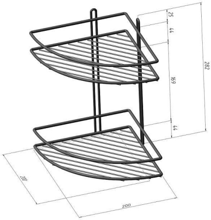 полочка aquanet 3259 (20 см, двойная, угловая)