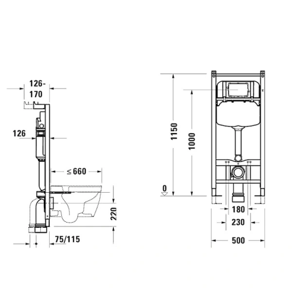 инсталляция для подвесного унитаза duravit durasystem wd1029000000/wf1202000010
