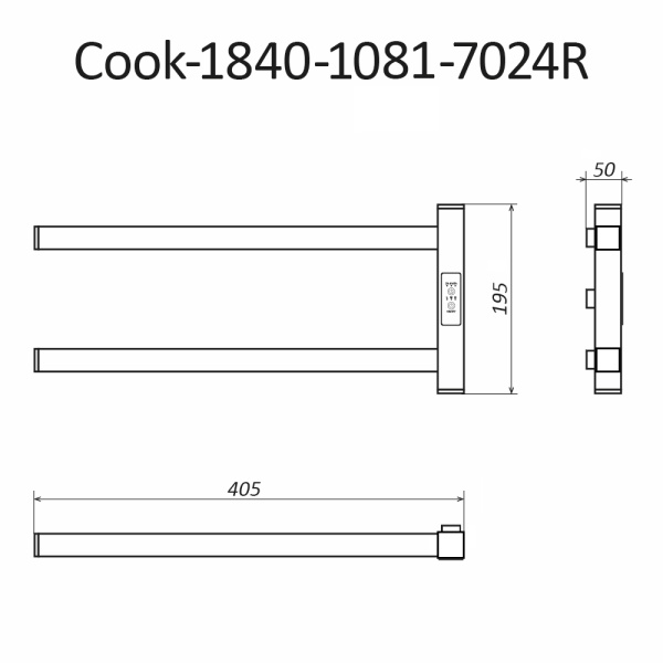 полотенцесушитель электрический маргроид cook-1840-1081-7024r, диммер справа, цвет графитовый серый.