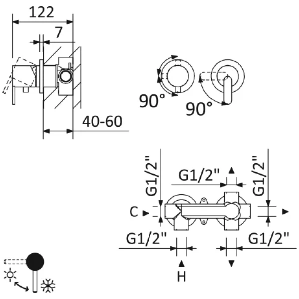 смеситель для ванны cezares leaf leaf-vdim3-l-01