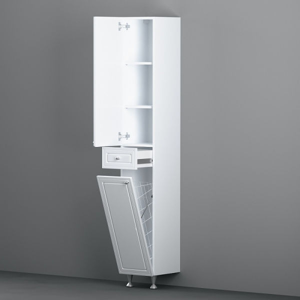 шкаф пенал damixa redblu palace one 30 m41csr0303wg с бельевой корзиной белый