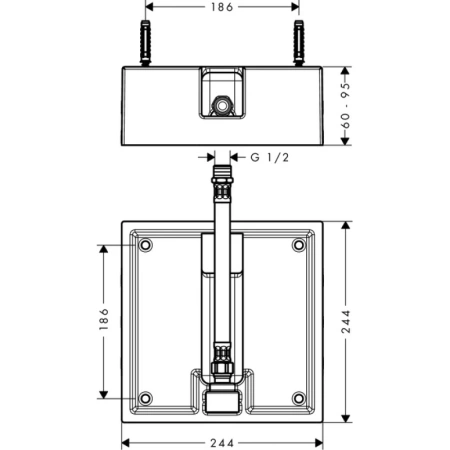 скрытая часть верхнего душа 260×260 мм , ½’ hansgrohe raindance air 26471180