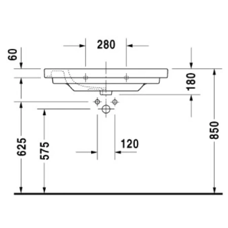 раковина полувстраиваемая duravit d-code 85 см 03428500002