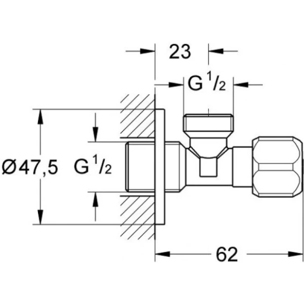 угловой вентиль 1/2"х1/2" grohe 2201600m