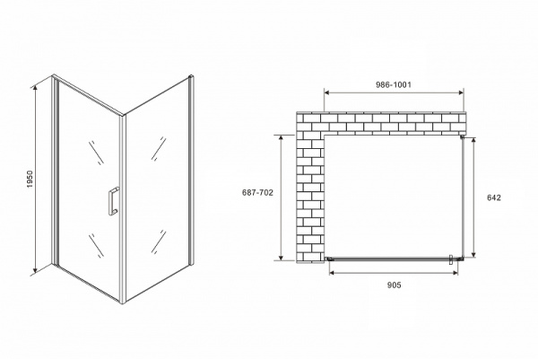 душевой уголок abber sonnenstrand 100x70 ag04100b-s70b профиль черный стекло прозрачное