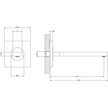излив для ванны gessi via manzoni 38707#299 222#5 мм, цвет черный xl