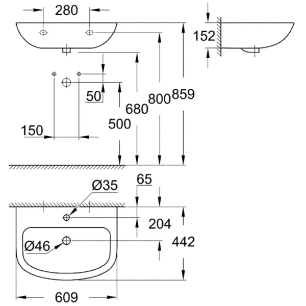 раковина 60,9x44,2 см grohe bau ceramic 39421000