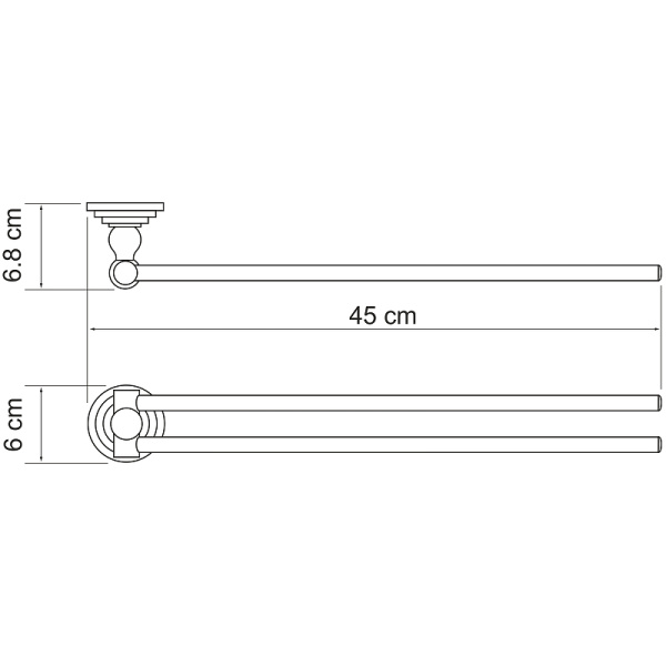 Полотенцедержатель WasserKRAFT Ammer K-7031 поворотный, цвет хром матовый