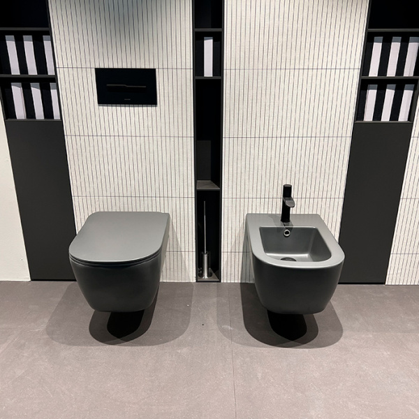 унитаз antonio lupi komodo komodo1c grigio vesuvio подвесной 54х36х26см., безободковый, с сиденьем микролифт, grigio vesuvio