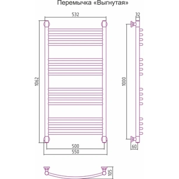 полотенцесушитель водяной сунержа богема+ 1000х500 хром