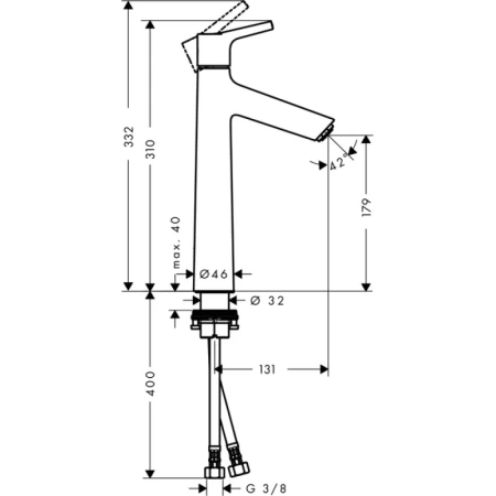 смеситель для раковины 190 без донного клапана hansgrohe talis s 72032000