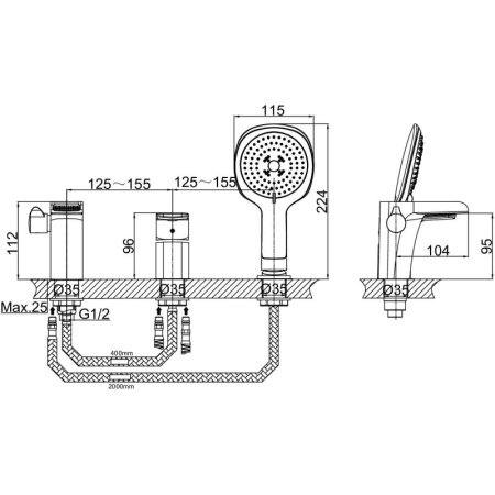 смеситель на борт ванны d&k berlin technische da1434215