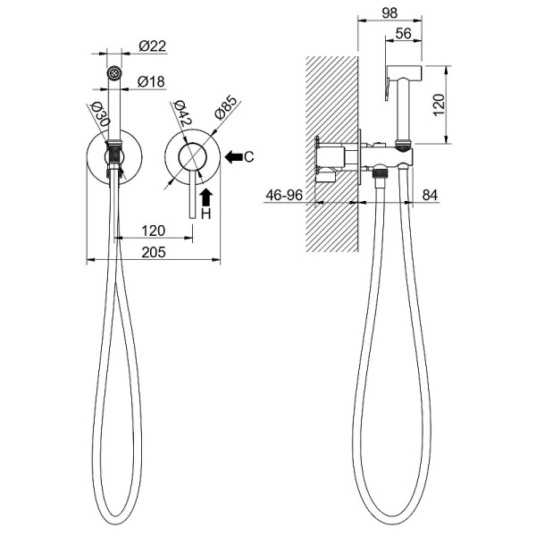 гигиенический душ со смесителем aquatek европа aq1319bg золото шлифованное