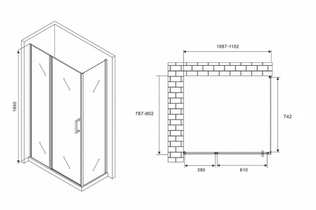 душевой уголок abber sonnenstrand 110x80 ag04110bs-s80b профиль черный стекло прозрачное