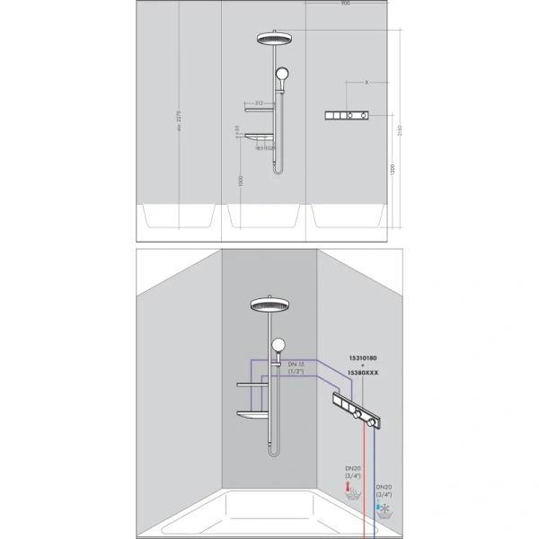 душевая стойка hansgrohe rainfinity showerpipe 360 26842700