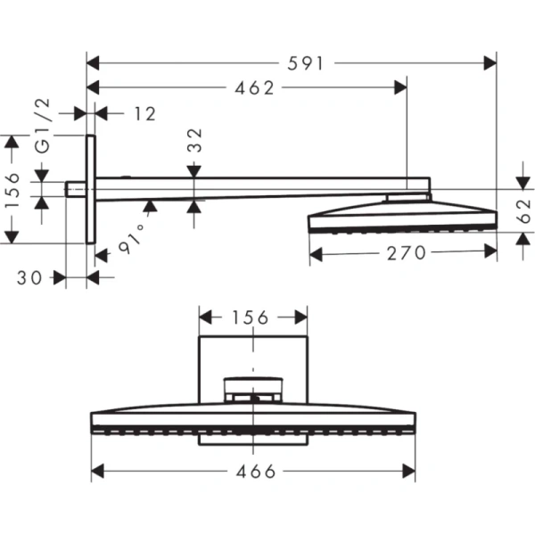 верхний душ hansgrohe rainmaker select 460 1jet 24003600