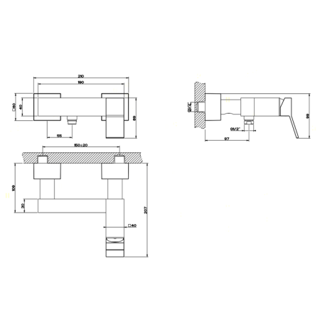 смеситель gessi rettangolo k 53031#031 для душа