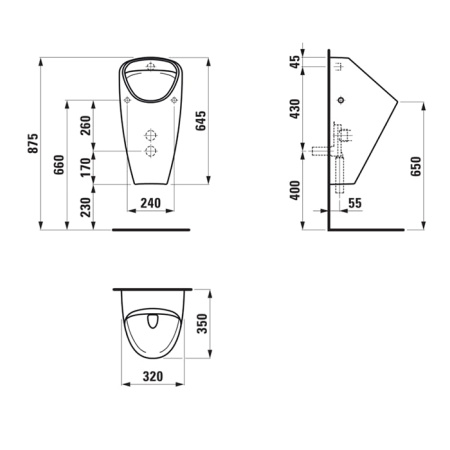 laufen laufen caprino plus писсуар безободковый rimless, внутренний подвод воды, белый