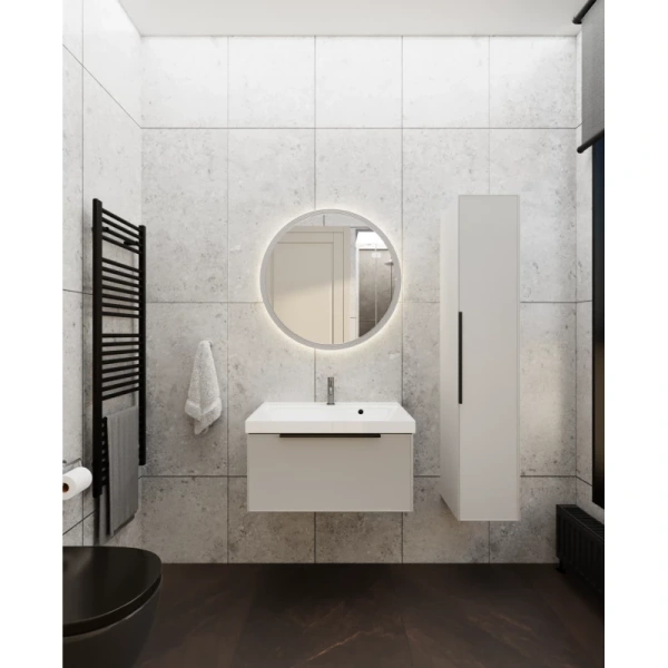 зеркало la fenice terra fnc-02-ter-c-80 80x80 см, с led-подсветкой, сенсорным выключателем, бежевый матовый