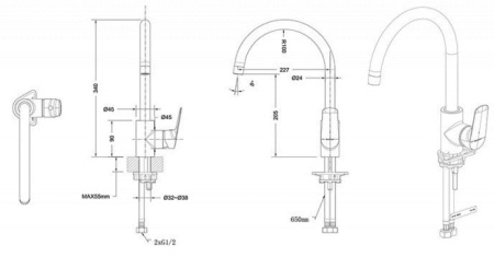 смеситель для кухни bravat rhein f7429564cp-eng