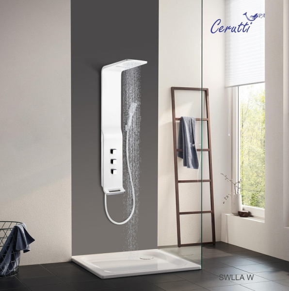 душевая панель cerutti spa sella w ct8988 с термостатом белая глянцевая