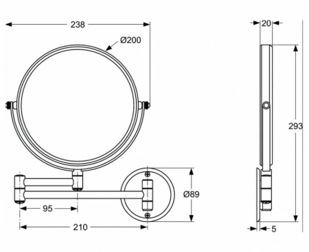 косметическое зеркало ideal standard iom a9111aa хром