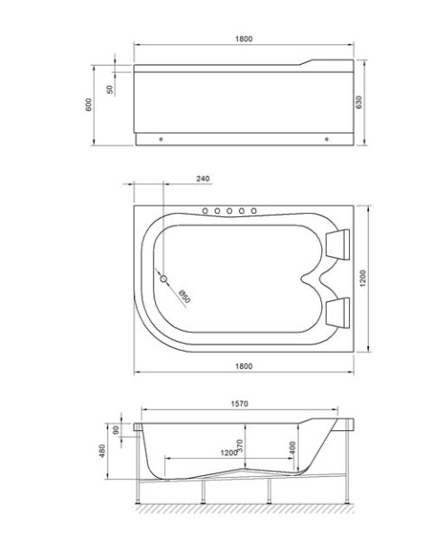 акриловая ванна royal bath norway comfort 180х120 rb331100cm-r с гидромассажем