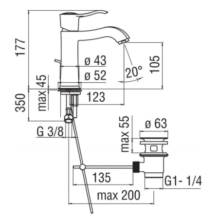 смеситель для раковины nobili sofi si98118/1cr