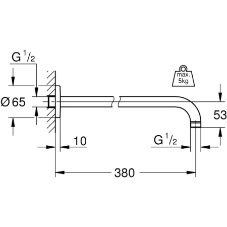 кронштейн для верхнего душа 380 мм grohe rainshower 28361000