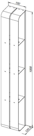 полка aquanet магнум 00302226 15x100 см, вертикальная, цвет черный матовый