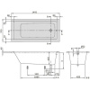 акриловая ванна villeroy & boch targa plus solo uba150nes2v01+u99740000 150x70 см, с ножками