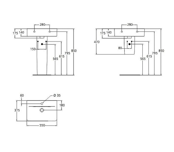 раковина подвесная ideal standard connect cube e788601 55 см