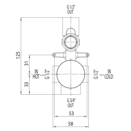 скрытая часть на 2 потребителя bossini z00005