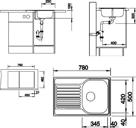 кухонная мойка blanco tipo 45 s 513442 compact сталь полированная