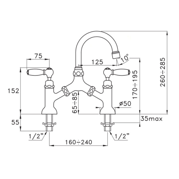 stella stella italica leve смеситель для раковины на 2 отверстия 3215, цвет: хром