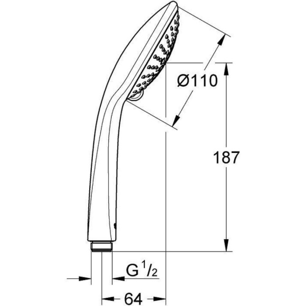 душевая лейка grohe euphoria 27222000 3 режима, 110 мм цвет хром