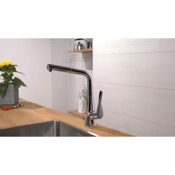 смеситель для кухни hansgrohe metris m71 14821000, хром