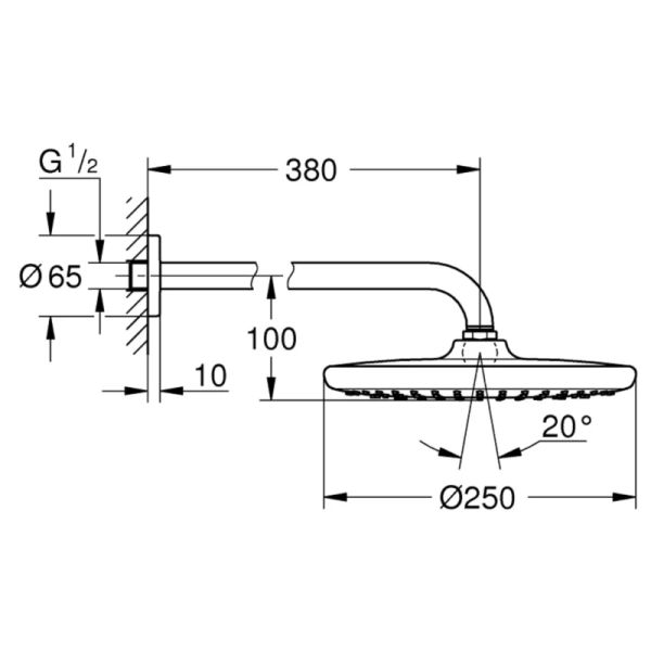 верхний душ 250 мм grohe new tempesta 26663000