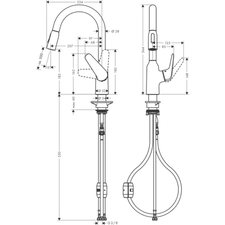 смеситель для кухни hansgrohe focus m42 71801800, сталь