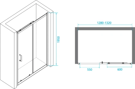 душевой уголок rgw passage pa-14+90 см (128-132)x90x195 профиль хром, стекло прозрачное