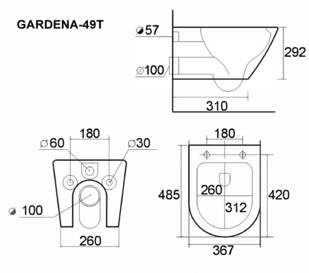 комплект 3 в 1 esbano gardena-49t-w-lps-10gw белый