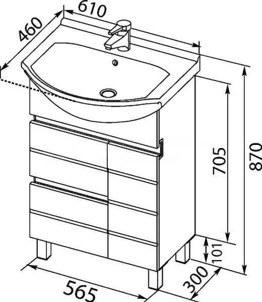 Раковина для тумбы Aquanet Sхhenxin 60 0060