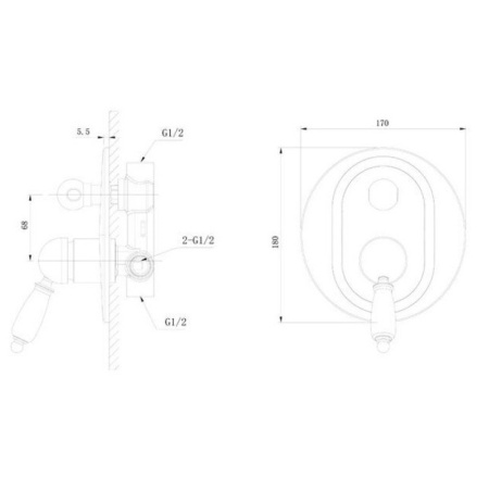 смеситель для ванны caprigo adria uno 02-551-crm