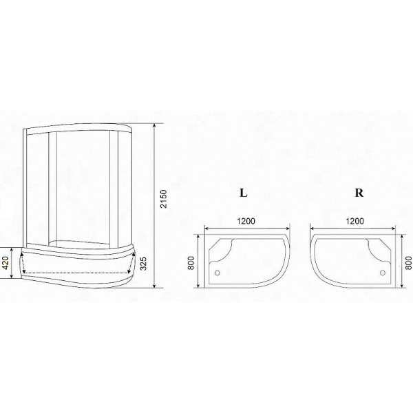 душевая кабина parly classic эконом 120x80 l ec1221l без гидромассажа